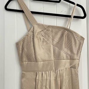 BCBGMAXAZRIA SILK ONE SHOULDER PLEATED BODICE MAXI FORMAL GOWN